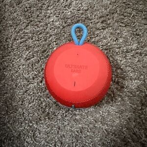 Ultimate Ears Red Portable Bluetooth Speaker with Blue Carry Loop